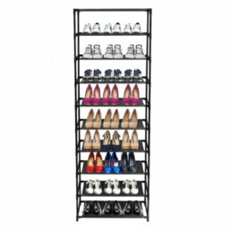 10 Tier Stackable Shoe Rack Stainless Steel Storage Shelf Holds Up To 30 Pairs - thumbnail 3