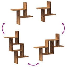 Walplus Wall Shelves 2 Pcs Old Wood 38X12X38 Cm Engineered Wood - thumbnail 7