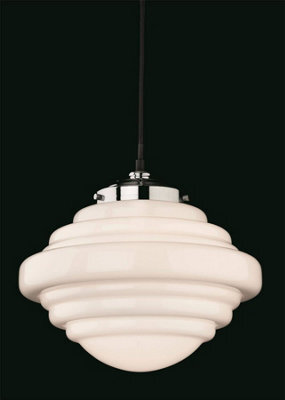 Luminosa Lighting Luminosa Art 1 Light Ceiling Pendant Chrome, Opal White Glass, E27