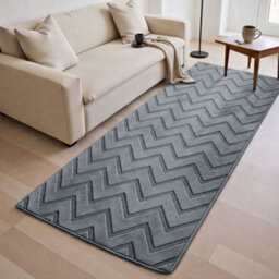 Moonlight Bedding Grey Chevron Rug 80X150Cm, Washable Non-Slip Soft High Low Pile Living Room Carpet - thumbnail 1