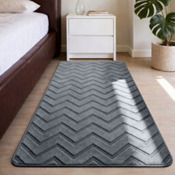 Moonlight Bedding Grey Chevron Rug 80X150Cm, Washable Non-Slip Soft High Low Pile Living Room Carpet - thumbnail 6