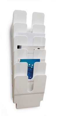 Durable Flexiplus 6 Wall Mounted Literature Tray - A4 Portrait Holder - White