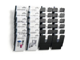 Durable Flexiplus 6 Wall Mounted Literature Tray - A4 Portrait Holder - White - thumbnail 3