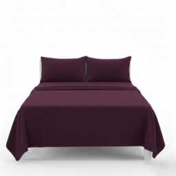 Easy Care Flat Bed Sheet Polycotton Durable Low Maintenance Bedding Plum - thumbnail 2