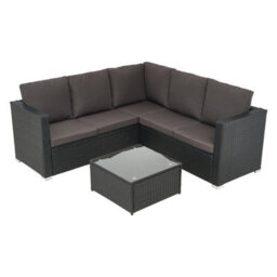 Living And Home Outdoor Grey Rattan 5 Seater Patio Furniture Set Garden Corner Sofa With Table And Cushions - thumbnail 3