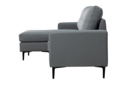 Mattress Guru Elm Corner Sofa With Matching Footstool, 3 Seater Sofa In Air Leather Grey - thumbnail 3