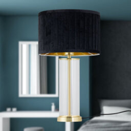 First Choice Lighting Aura - Satin Brass Table Lamp With Black Pleated Velvet Shade - thumbnail 6
