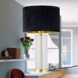 First Choice Lighting Aura - Satin Brass Table Lamp With Black Pleated Velvet Shade - thumbnail 7