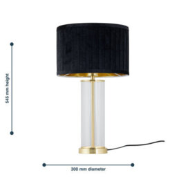 First Choice Lighting Aura - Satin Brass Table Lamp With Black Pleated Velvet Shade - thumbnail 8