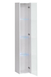 Arte Switch Ww1 White Gloss Tall Display Cabinet 30Cm - Bright Minimalist Showcase With Blue Led Lighting - thumbnail 2