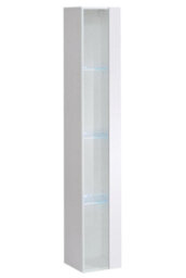 Arte Switch Ww1 White Gloss Tall Display Cabinet 30Cm - Bright Minimalist Showcase With Blue Led Lighting