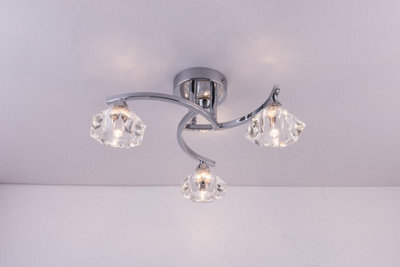 Harper Living Spiral Semi-Flush Ceiling Light, 3 Lights Clear Glass Shades, Polished Chrome Finish - image 1