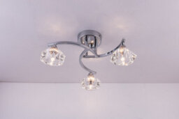 Harper Living Spiral Semi-Flush Ceiling Light, 3 Lights Clear Glass Shades, Polished Chrome Finish - thumbnail 1