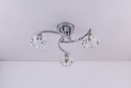 Harper Living Spiral Semi-Flush Ceiling Light, 3 Lights Clear Glass Shades, Polished Chrome Finish - thumbnail 4