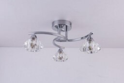 Harper Living Spiral Semi-Flush Ceiling Light, 3 Lights Clear Glass Shades, Polished Chrome Finish - thumbnail 5