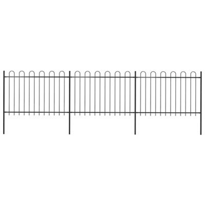 Walplus Garden Fence With Hoop Top Steel 537X120 Cm Black - image 1