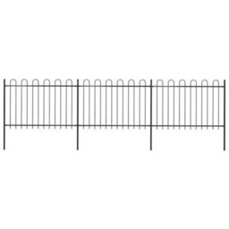 Walplus Garden Fence With Hoop Top Steel 537X120 Cm Black - thumbnail 1