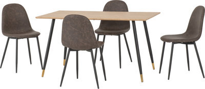 Seconique Hamilton Medium Dining Set With Athens Chairs Medium Oak Effect Black Brown Faux Leather - image 1