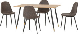 Seconique Hamilton Medium Dining Set With Athens Chairs Medium Oak Effect Black Brown Faux Leather - thumbnail 1