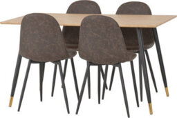 Seconique Hamilton Medium Dining Set With Athens Chairs Medium Oak Effect Black Brown Faux Leather - thumbnail 2