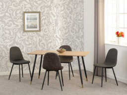 Seconique Hamilton Medium Dining Set With Athens Chairs Medium Oak Effect Black Brown Faux Leather - thumbnail 3