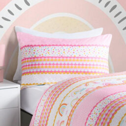 OHS Rainbow Duvet Cover Bedding Set Quilt Pillowcase Reversible, White - Single - thumbnail 2