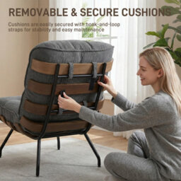 Homcom Accent Chair, Reading Chair With Spring Cushion, Dark Grey - thumbnail 7