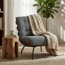 Homcom Accent Chair, Reading Chair With Spring Cushion, Dark Grey - thumbnail 9