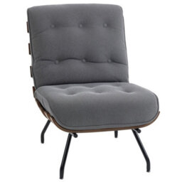 Homcom Accent Chair, Reading Chair With Spring Cushion, Dark Grey - thumbnail 2