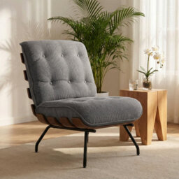 Homcom Accent Chair, Reading Chair With Spring Cushion, Dark Grey - thumbnail 1