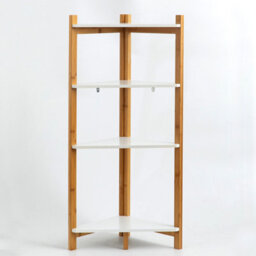 Aspect Furniture Tess White & Bamboo Corner Shelf/ Bathroom Freestanding Storage Units - thumbnail 3