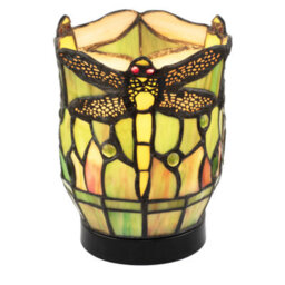Happy Homewares Classic Dragonfly Tiffany Uplighter Lamp In Green And Toned Amber - thumbnail 3