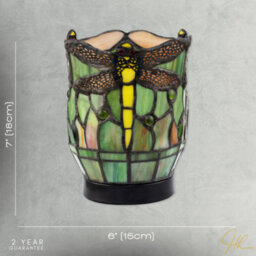 Happy Homewares Classic Dragonfly Tiffany Uplighter Lamp In Green And Toned Amber - thumbnail 7
