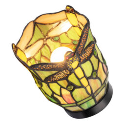 Happy Homewares Classic Dragonfly Tiffany Uplighter Lamp In Green And Toned Amber - thumbnail 8