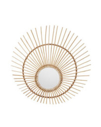 Orsina Natural Rattan Wall Mirror, Wood Wall Mirror, Beaitiful Mirror In Wooden Frame, Rattan Wall Mirror