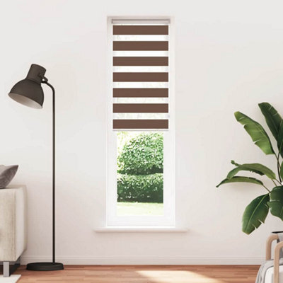 Berkfield Modern Zebra Blind Brown 60X200 Cm Fabric Width 55.9 Cm Polyester - image 1