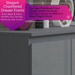 Fwstyle Stora 7 Drawer Grey Gloss Chest Of Drawers Merchant Chest (H) 81 (W) 106 (D) 40Cm - thumbnail 4