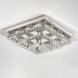 Living And Home 3 Lamp Square Layered Large Size Glamourous Crystal Chandeliers Led Ceiling Light 70Cm Cool White - thumbnail 6