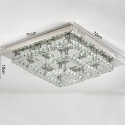 Living And Home 3 Lamp Square Layered Large Size Glamourous Crystal Chandeliers Led Ceiling Light 70Cm Cool White - thumbnail 5