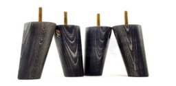L&F Wood Legs Black Washed 100mm High Set Of 4 Replacement Furniture Feet Settee Chairs Sofas Footstools M8 - thumbnail 7