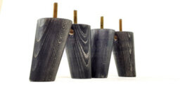 L&F Wood Legs Black Washed 100mm High Set Of 4 Replacement Furniture Feet Settee Chairs Sofas Footstools M8 - thumbnail 3