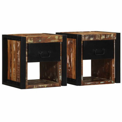 Berkfield Bedside Cabinets 2 Pcs Multicolour 40X35X40 Cm Solid Wood Reclaimed - image 1