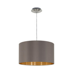 Elegant Satin Nickel Pendant Ceiling Light With Cappuccino Gold Shade