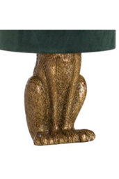 Antique Gold Hare Table Lamp With Green Velvet Shade Quirky Home Decor - thumbnail 2