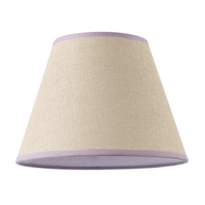Happy Homewares Traditional Rattan Tweed Lamp Shade With Lilac Cotton Fabric Trims - image 1