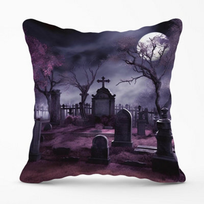 Warren Reed Designer Witchs Moonlit Cemetery Design Cushions 60Cm X 60Cm - image 1