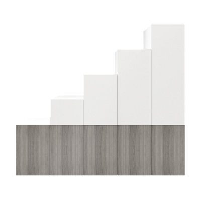 GoodHome Atomia Freestanding White Grey Oak Effect Chipboard Wardrobe Dressing Unit (H)2250mm (W)3000mm (D)580mm - image 1