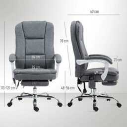 Executive Office Chair With Massage And Heat, Computer Desk Chair, Grey - thumbnail 2