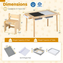 GAINOOM Adjustable Kids Sensory Table Set Natural - thumbnail 8