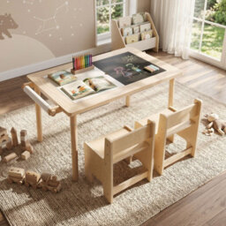 GAINOOM Adjustable Kids Sensory Table Set Natural - thumbnail 3
